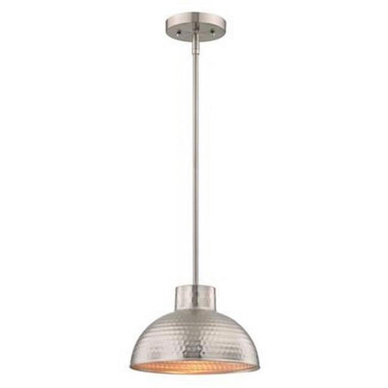 Modern Hammered Brushed Nickel Bowl Pendant Light