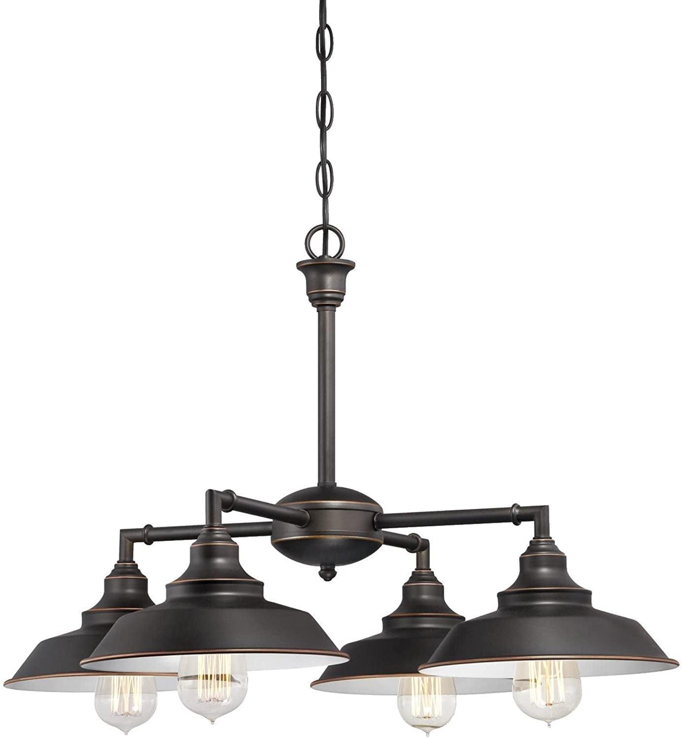 Westinghouse 6343300 Iron Hill Four-Light Indoor Convertible Chandelier/Semi-Flush Ceiling Fixture, Oil Rubbed Bronze Finish with Highlights