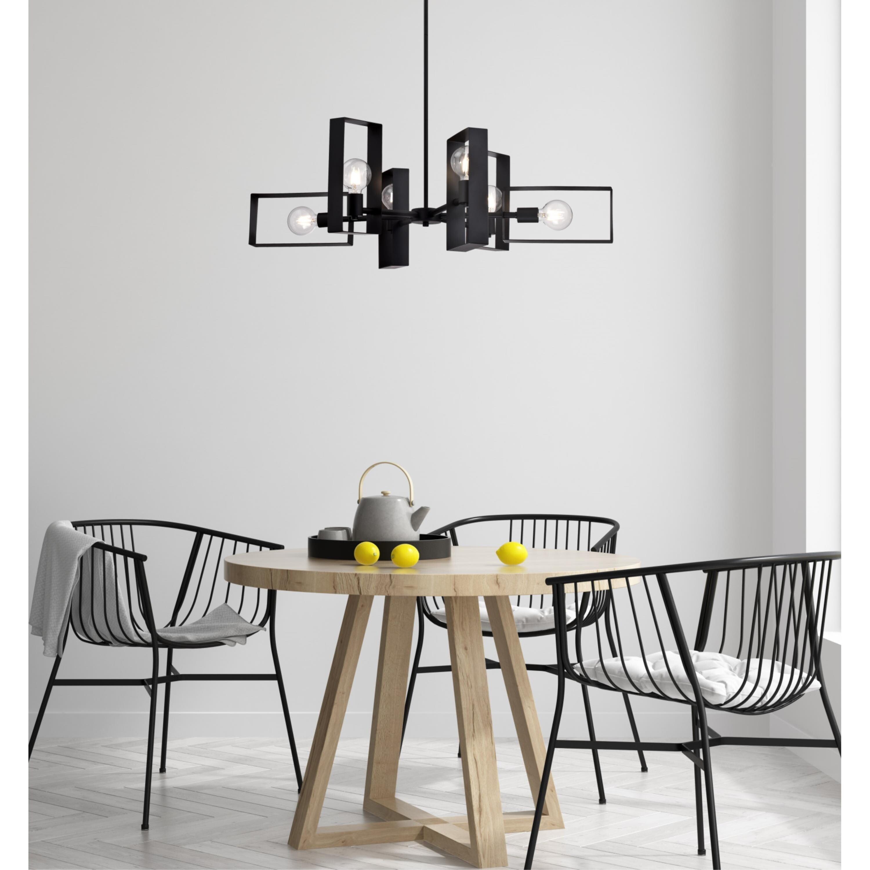 Porter Matte Black Geometric 6-Light Chandelier