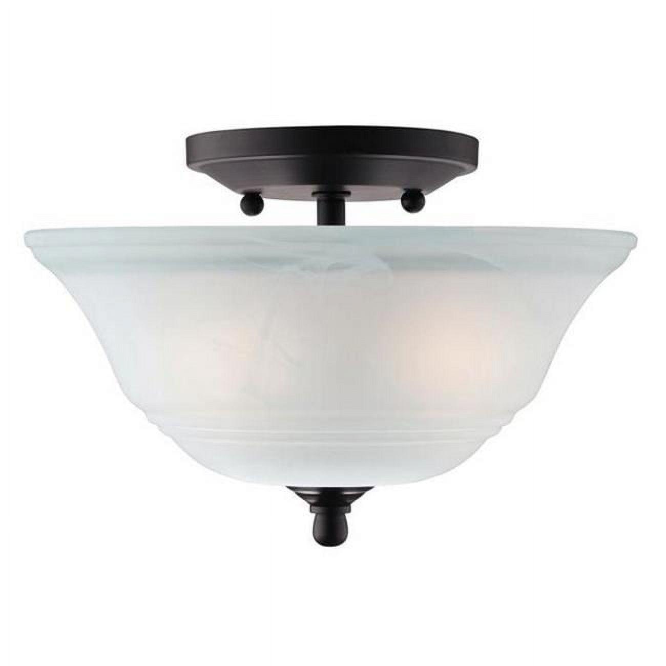 Westinghouse 6622300 Wensley Two-Light Interior Semi-Flush Ceiling Fixture, Oil Rubbed Bronze Finish with White Alabaster Glass