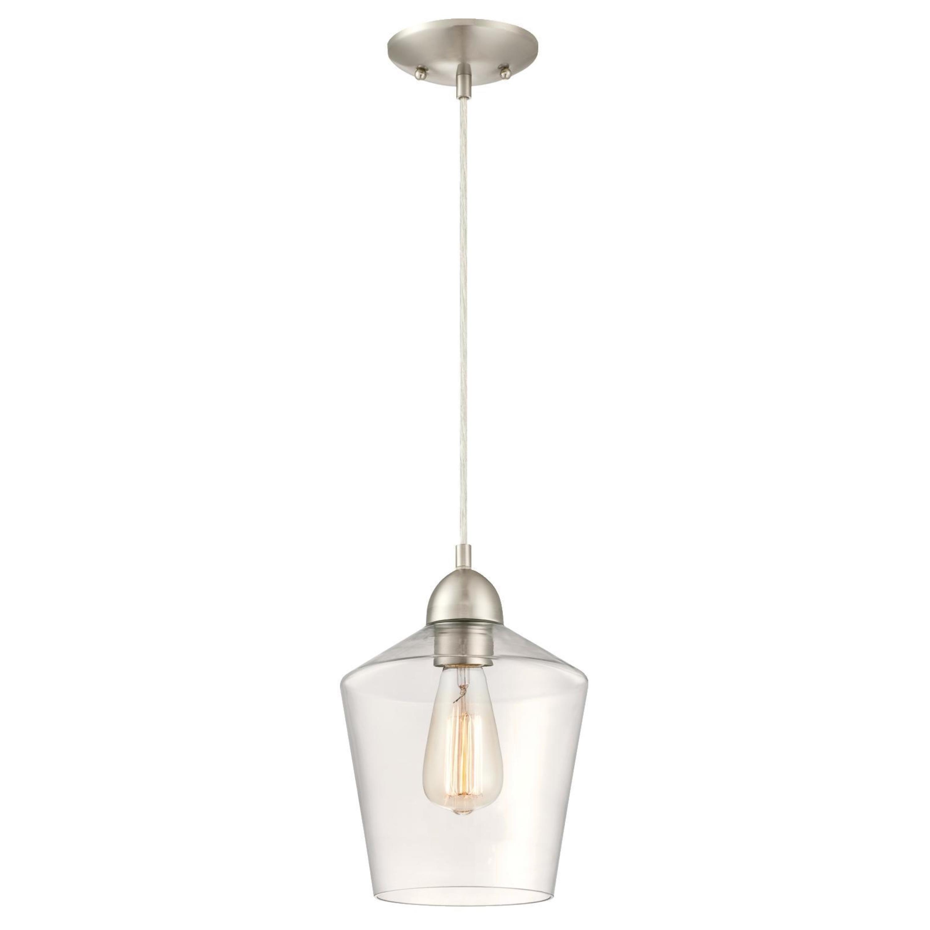 Westinghouse 7028400 Mini Pendant Light Fixture 60 W Lamp Incandescent Lamp Brushed Nickel Fixture