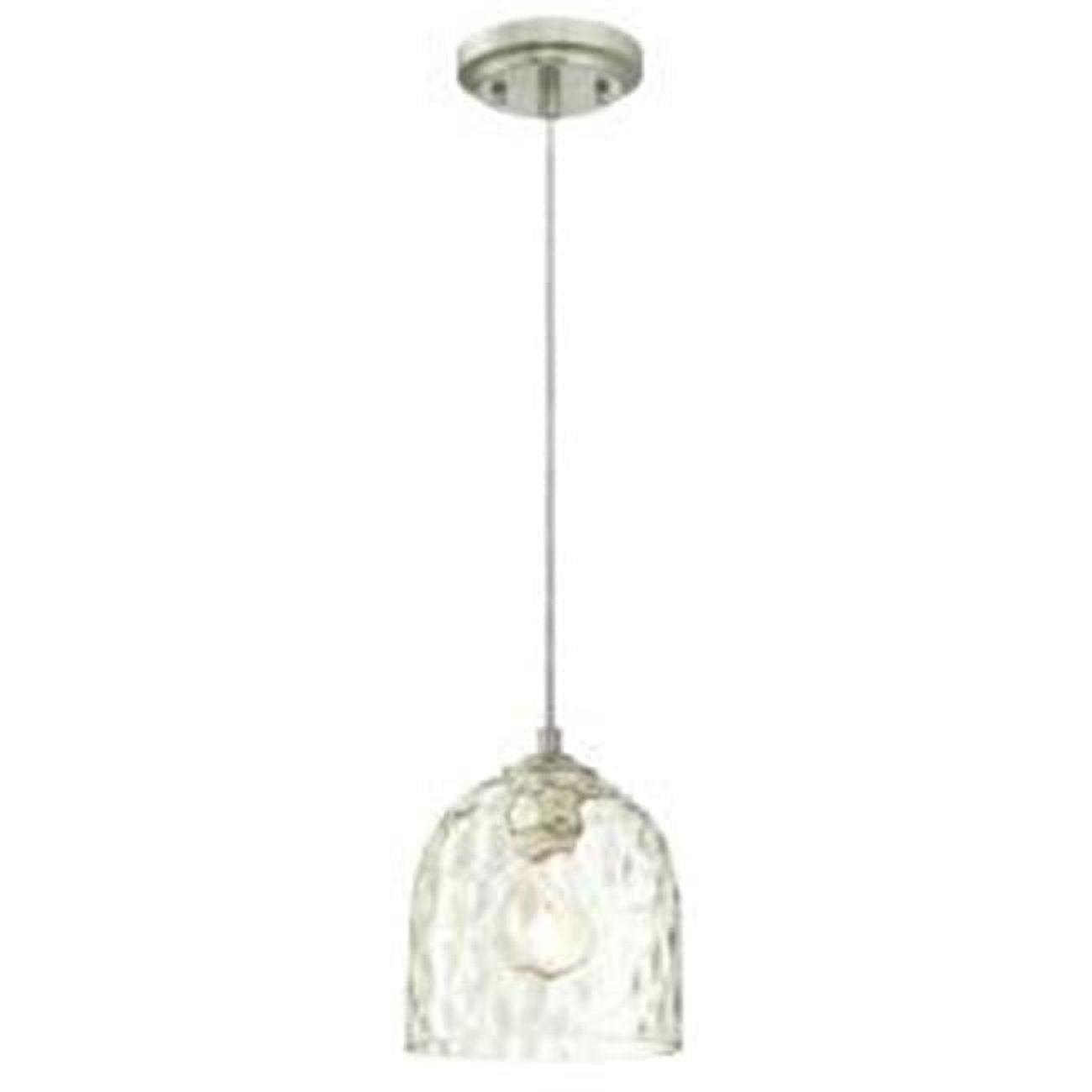 Westinghouse Basset Mini Pendant Brushed Nickel Finish Clear Hammered Glass