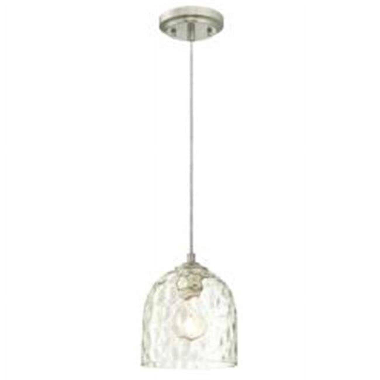 Westinghouse Basset Mini Pendant Brushed Nickel Finish Clear Hammered Glass