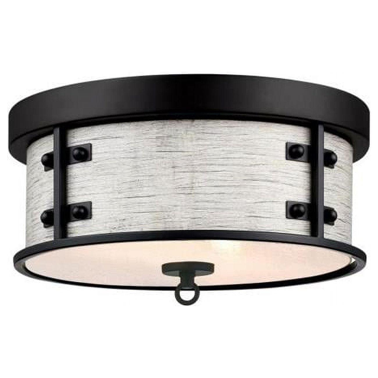 Matte Black and Antique Ash Drum Flush Mount Light