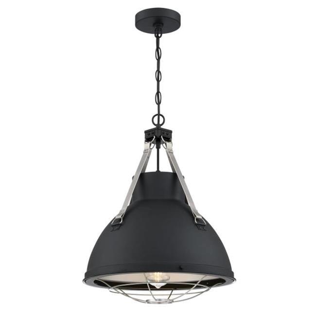 Westinghouse Lighting 6116300 Bartley One-Light Indoor Pendant with Dark Pewter Accents, Matte Black
