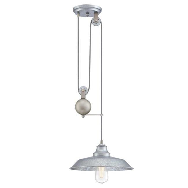 Iron Hill Galvanized Steel Vintage Pulley Pendant Light