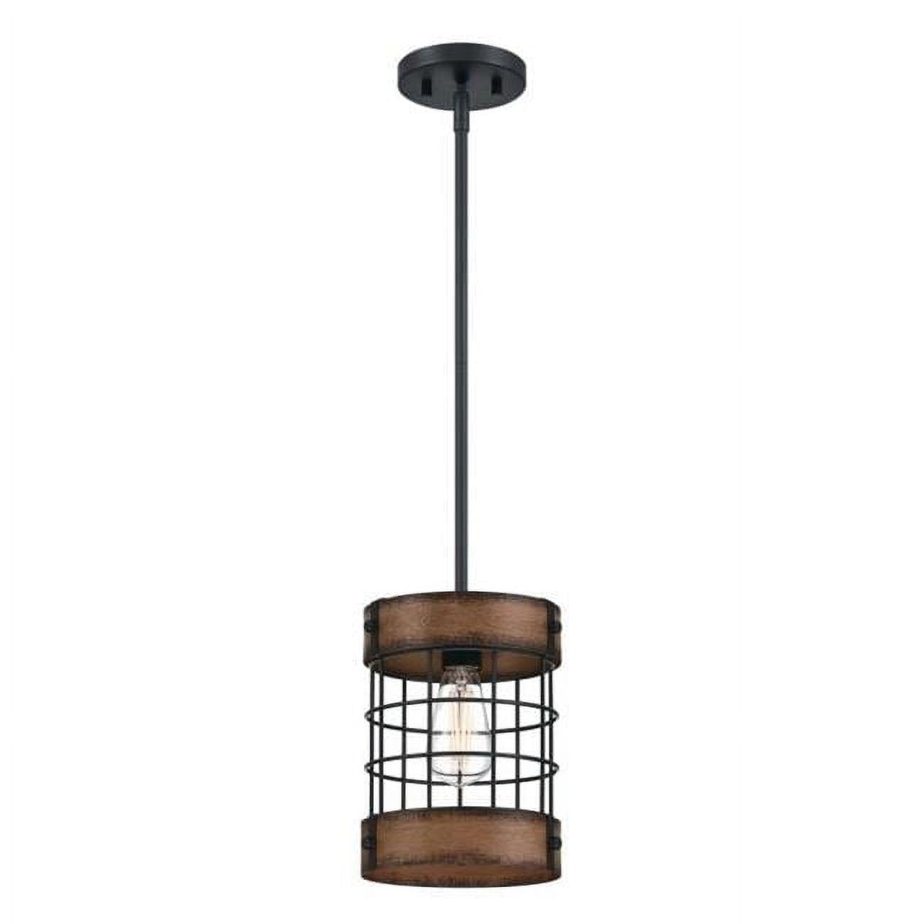 Westinghouse Lighting 6117900 Langston One-Light Indoor Pendant with Barnwood Accents, Matte Black