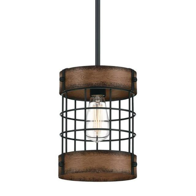 Westinghouse Lighting 6117900 Langston One-Light Indoor Pendant with Barnwood Accents, Matte Black