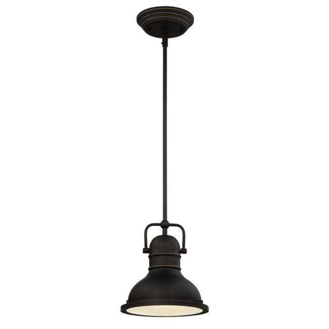 Westinghouse Lighting 63082B One-Light LED Mini Pendant Oil Rubbed Bronze with Highlights & Frosted Prismatic Lens