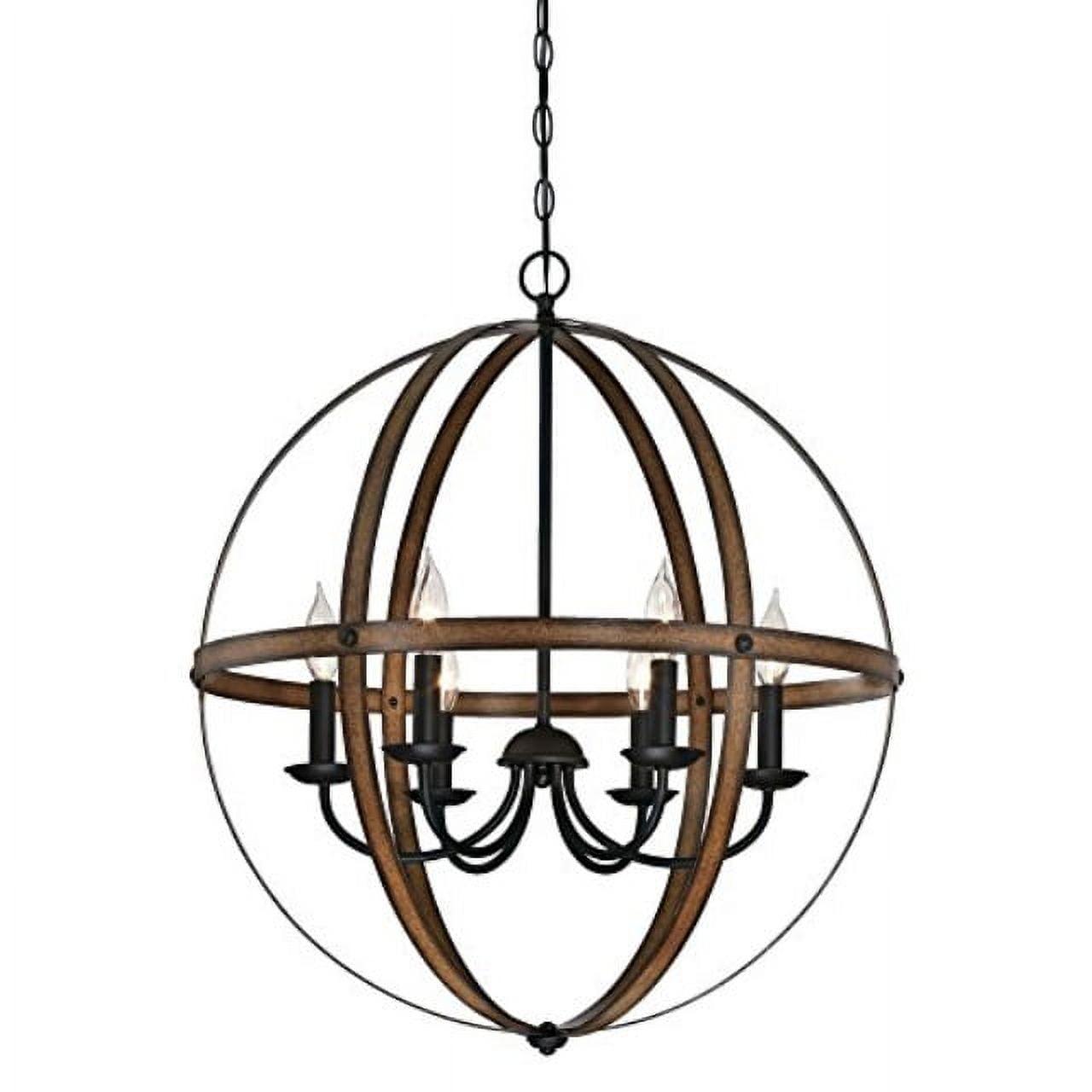 Stella Mira 24" Bronze Orb Chandelier with Candle Lights