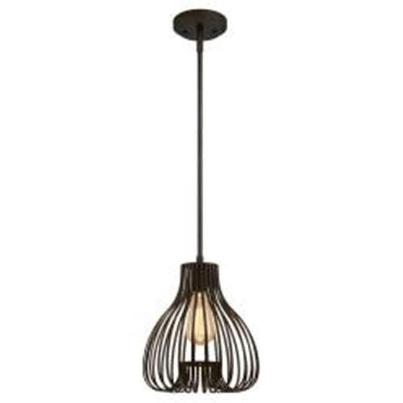 Mini Contemporary Industrial Bronze Cage Pendant Light