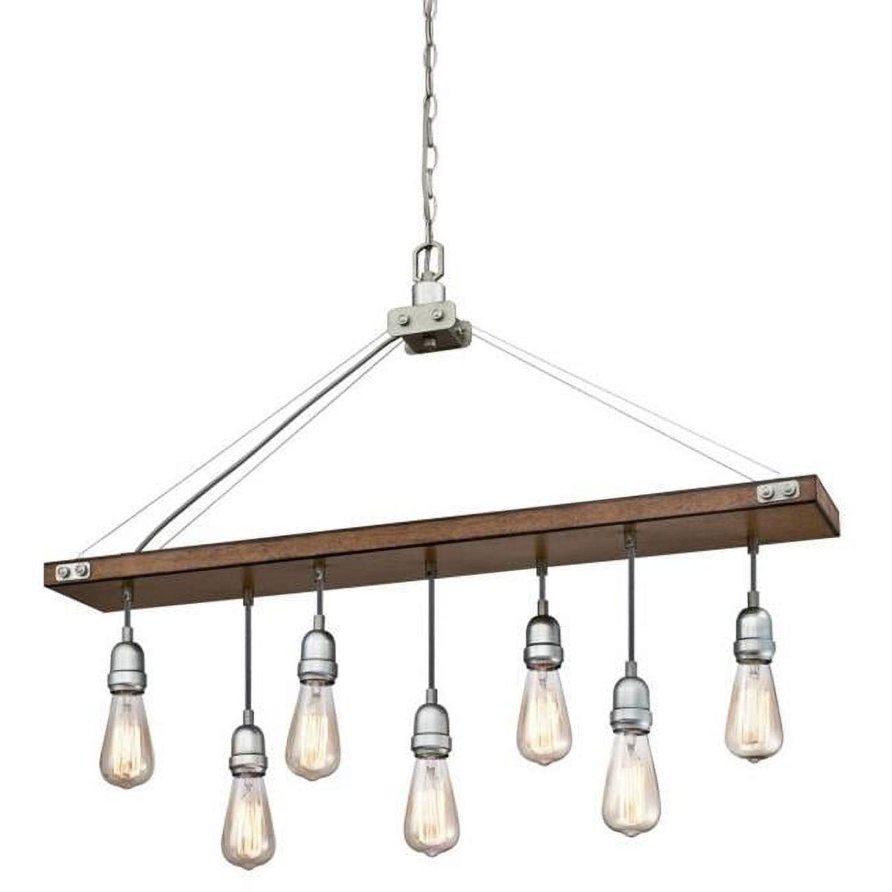 Elway Barnwood Beam & Galvanized Steel 7-Light Linear Chandelier