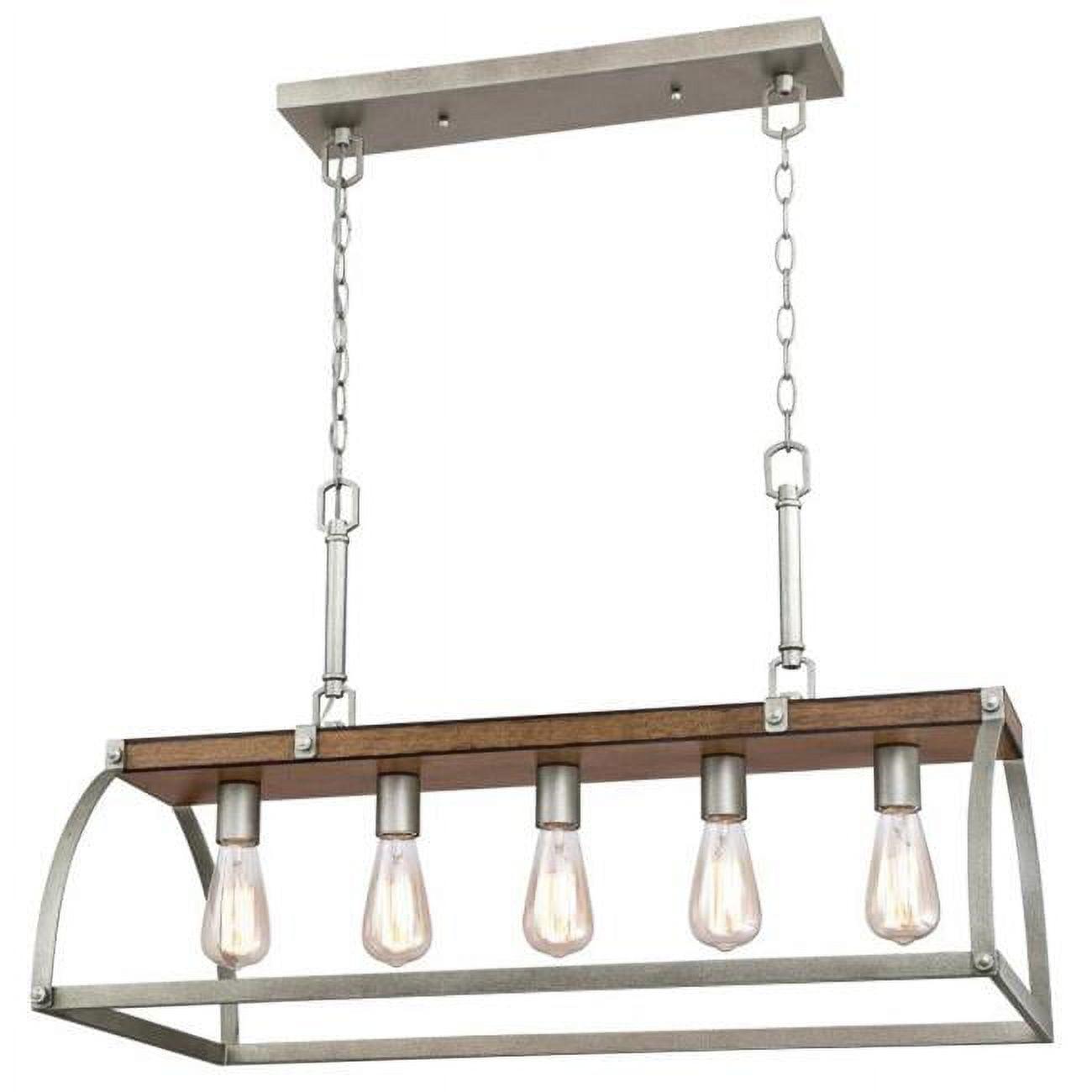 Rustic Barnwood & Galvanized Steel Cage Chandelier