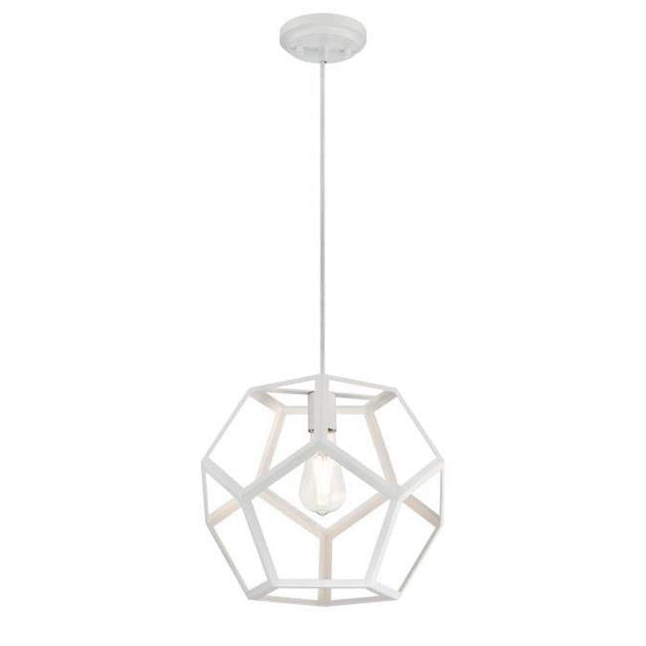 Matte White Geometric Metal Pendant Light 63" Full Sized