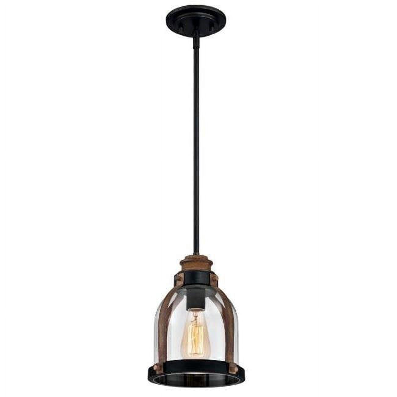 Cindy 11" Oil Rubbed Bronze and Barnwood Mini Pendant Light