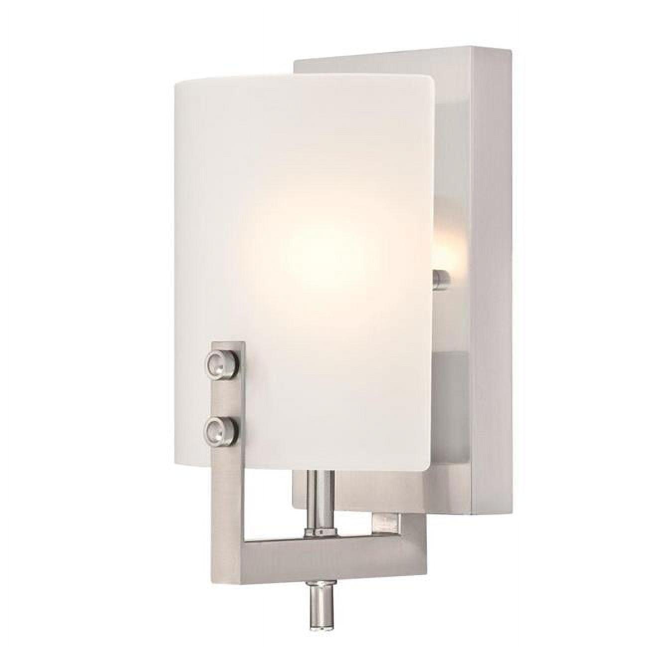 Enzo James Contemporary Brushed Nickel Wall Sconce with Frosted Glass