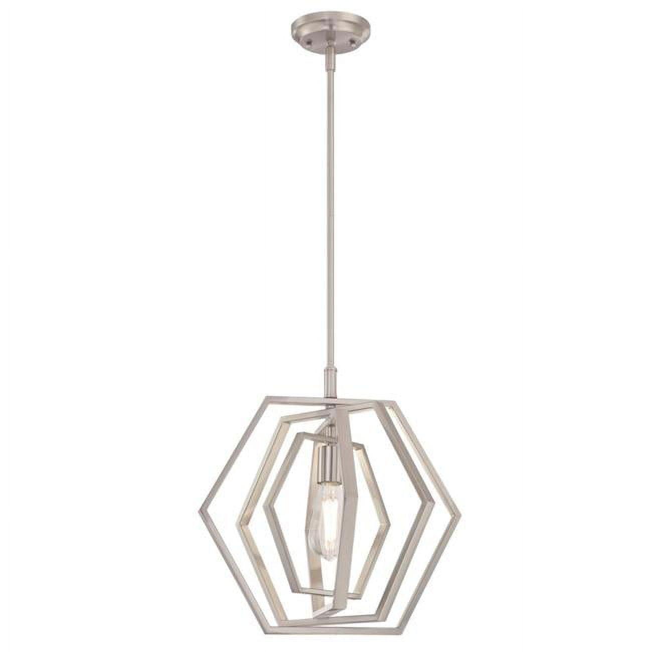 Brushed Nickel Geometric Hexagon 1-Light Pendant