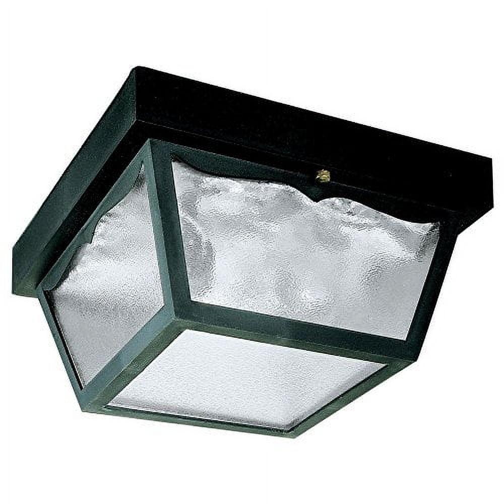 Black and Clear Glass 2-Light Flush Mount Ceiling Fixture