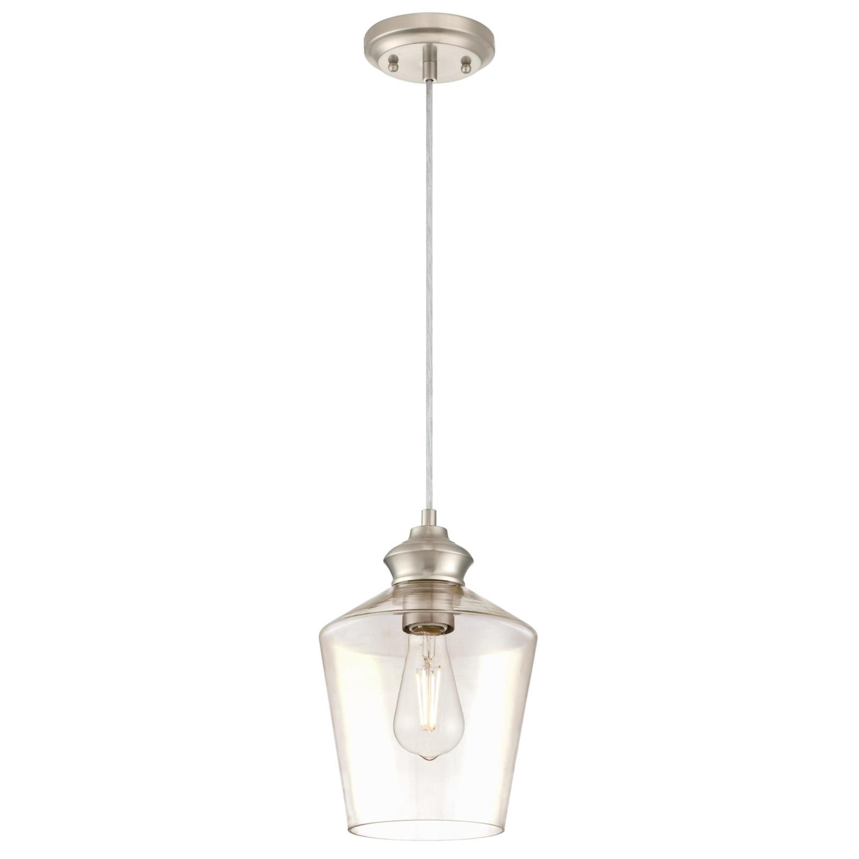 Ramsey Mini Pendant with Hand-Blown Glass Shade in Brushed Nickel