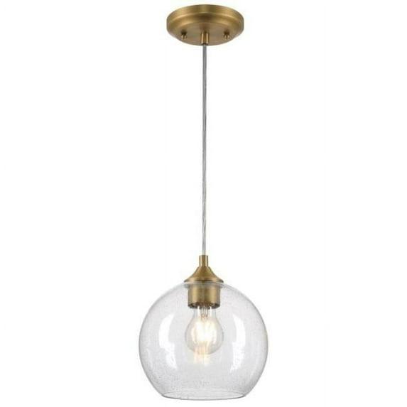 Tatze One Light Indoor Mini Pendant, Brushed Brass & Clear Seeded Glass