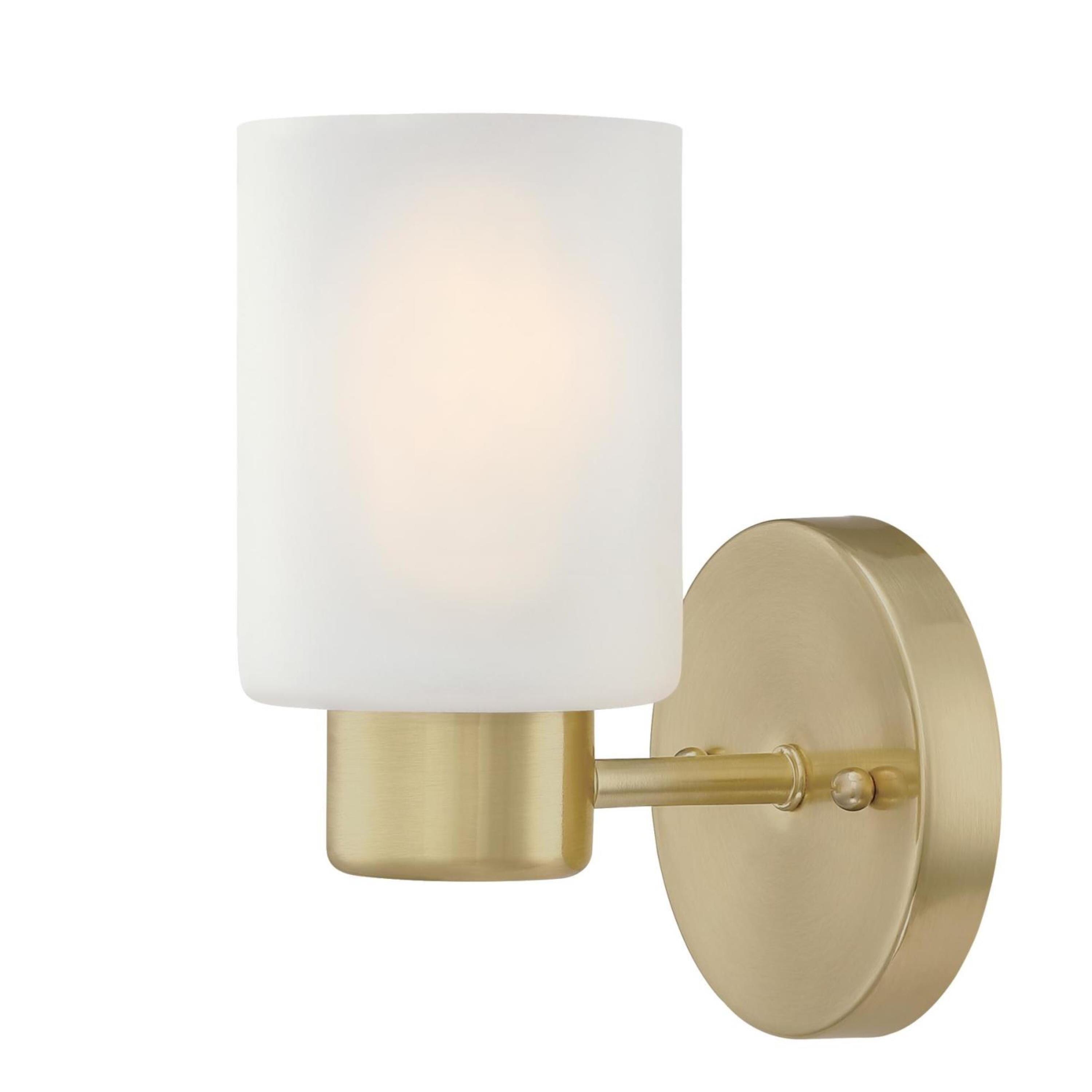 Champagne Brass Cylinder Wall Sconce with Frosted Glass