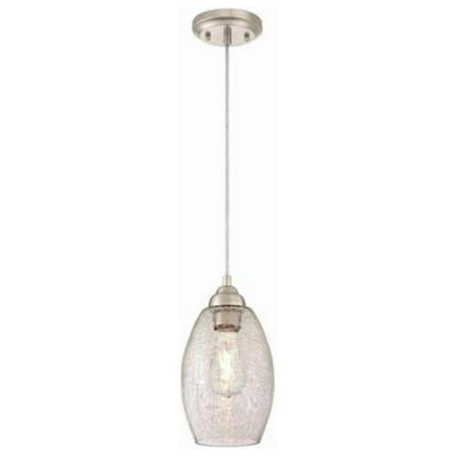 Westinghouse Mini Pendant Brushed Nickel Finish Clear Crackle Glass