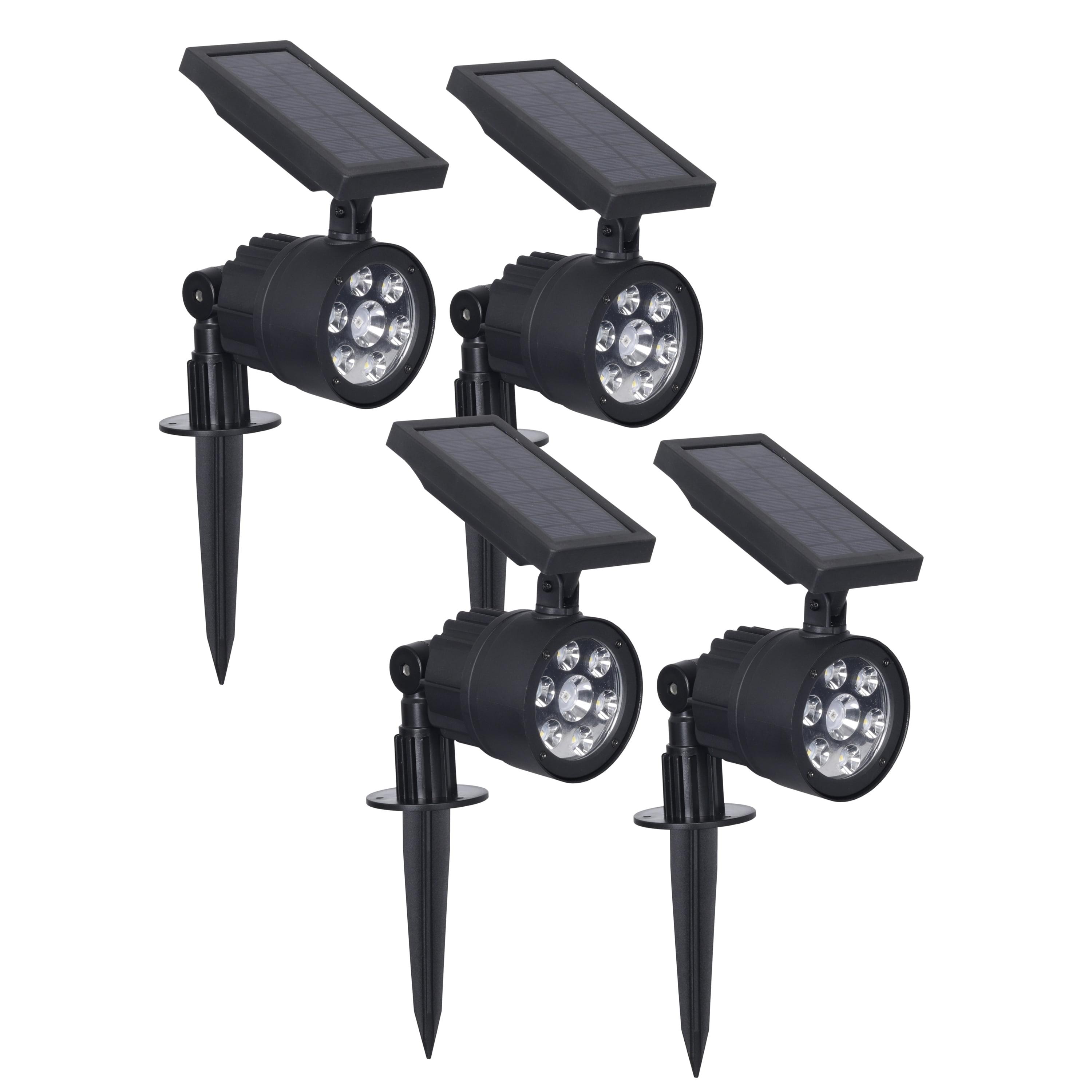 Black Solar Powered LED Security Spotlight with Adjustable Head