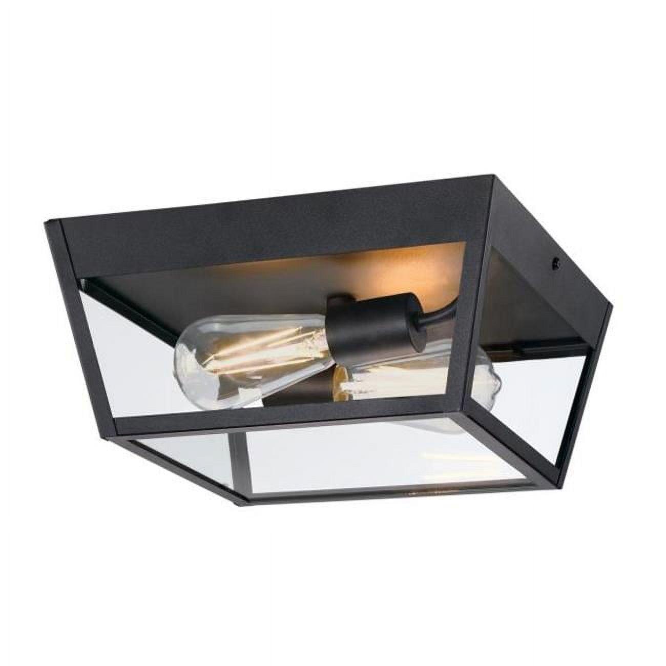 Black Glass 12" Modern Outdoor Flush Mount Light