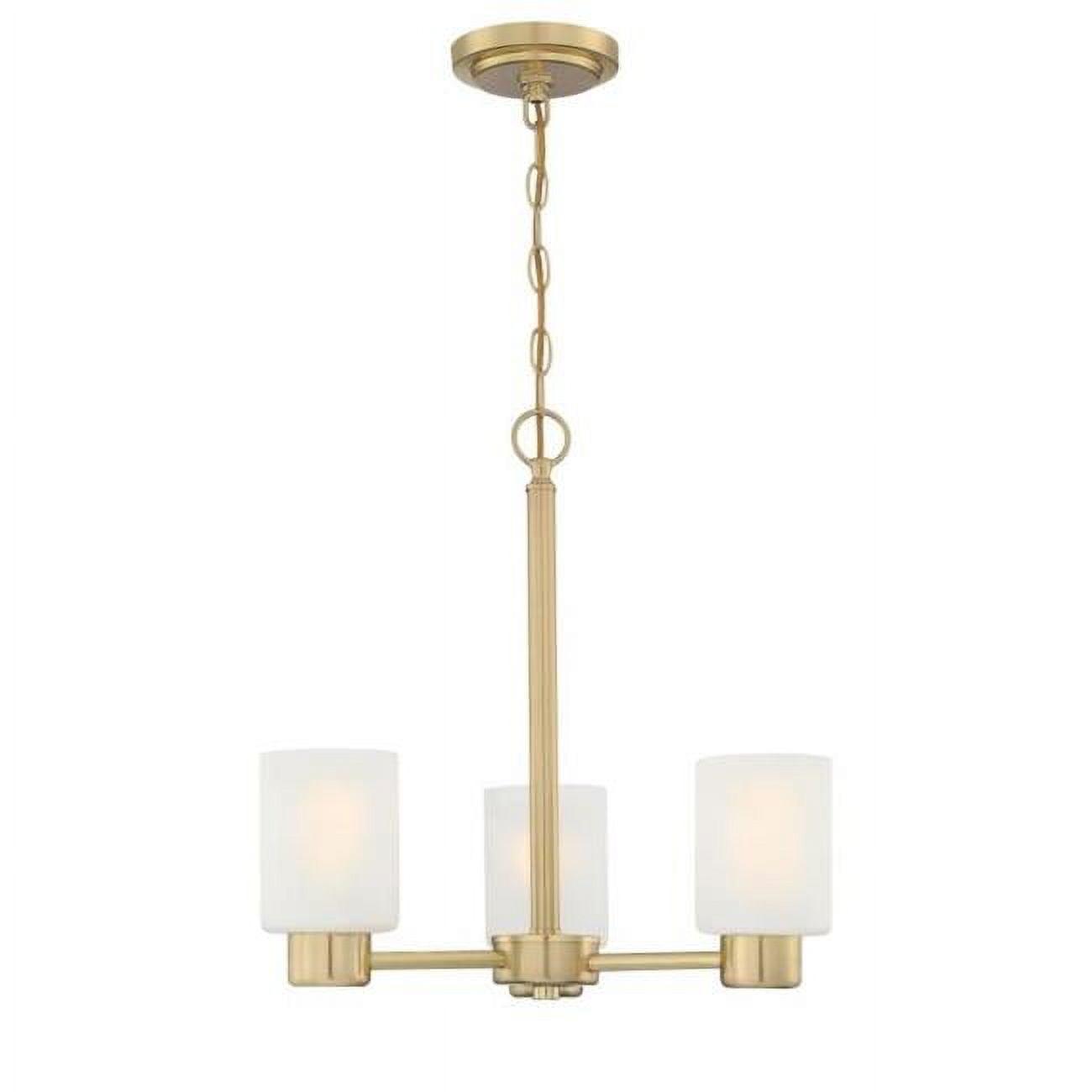 Champagne Brass 3-Light Chandelier with Frosted Glass Shades