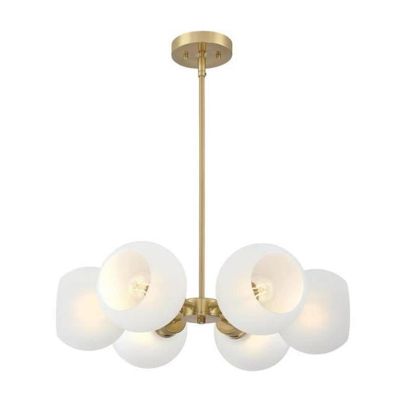 Westinghouse Westinghouse Lighting 6128100 Dorney Transitional Six Light Indoor Chandelier, Champagne Brass Finish, Frosted Glass