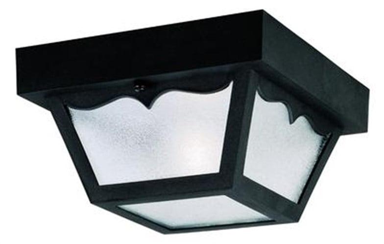 Westinghouse Westinghouse Lighting 6682200 Traditional One-Light Outdoor Flush-Mount Fixture, Black Finish on Polypropylene, Frosted Glass Panels