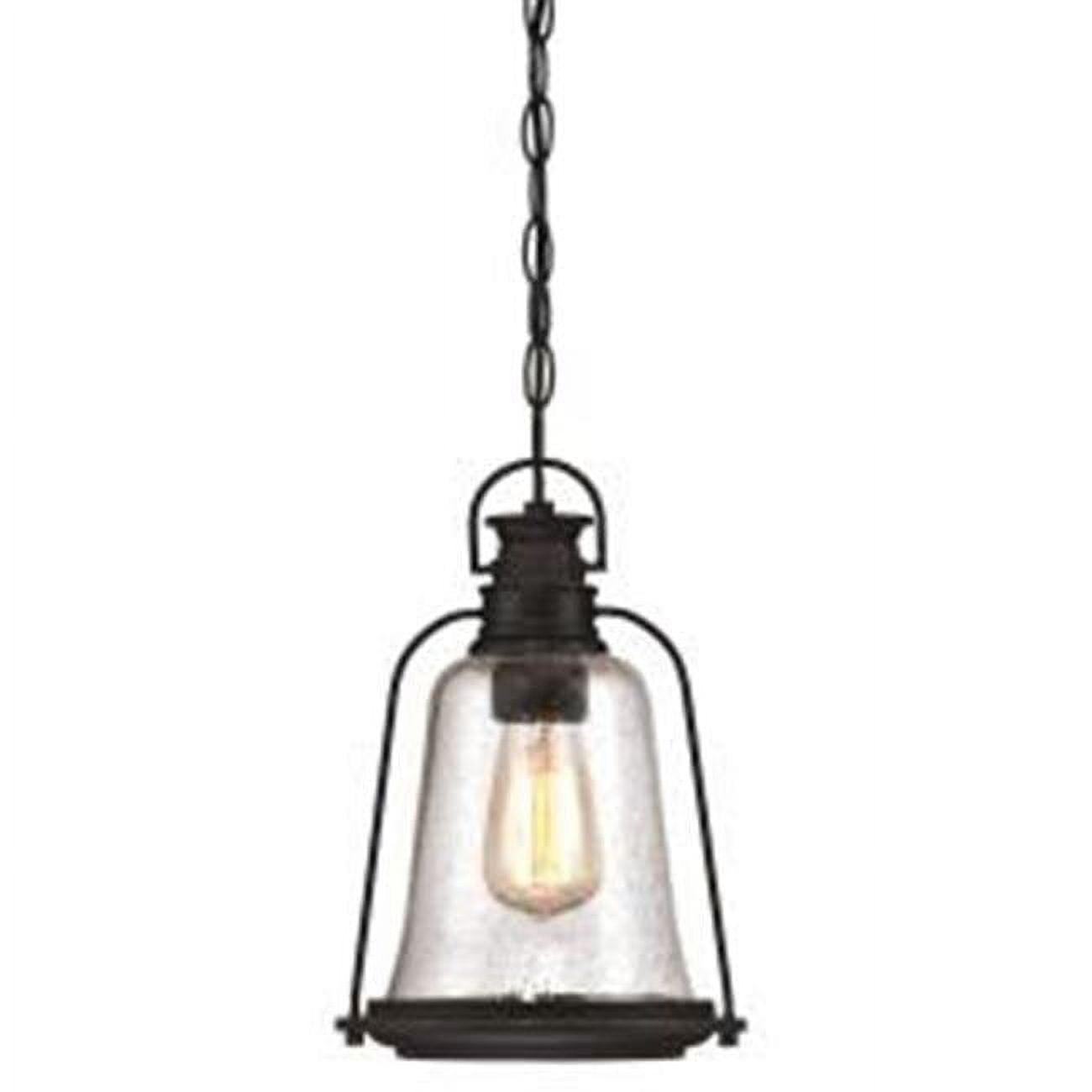 Brynn Bronze Outdoor Pendant with Seeded Glass