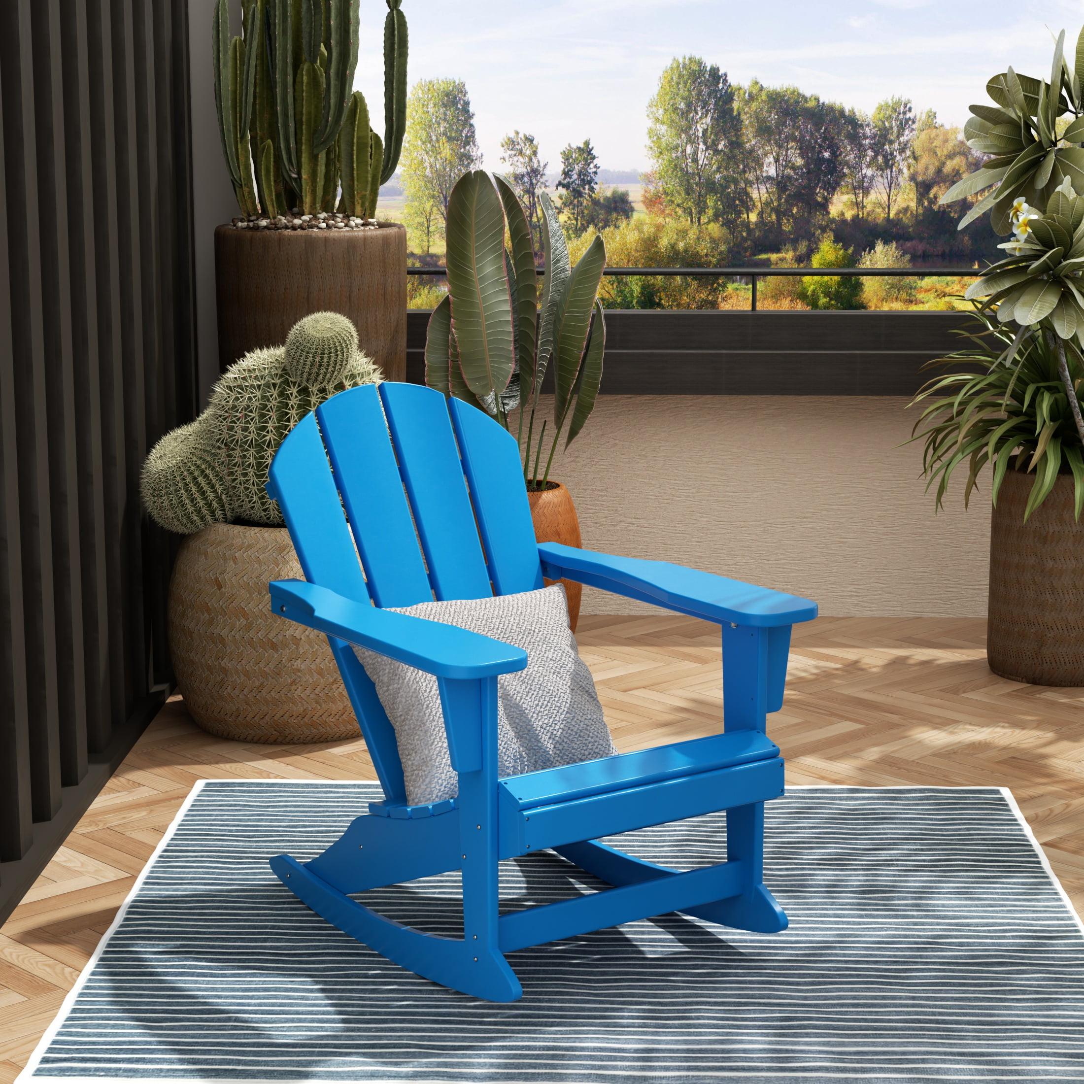 Pacific Blue Alloy Steel Slat Back Outdoor Rocking Chair