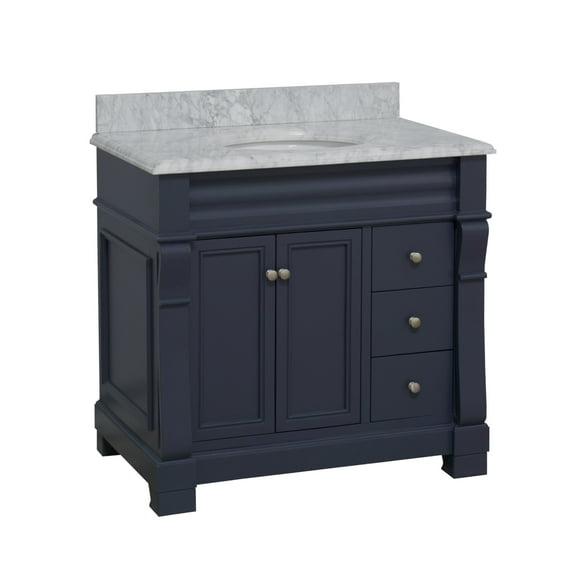 Westminster 36" Bathroom Vanity with Marine Gray Cabinet and Carrara Marble Top