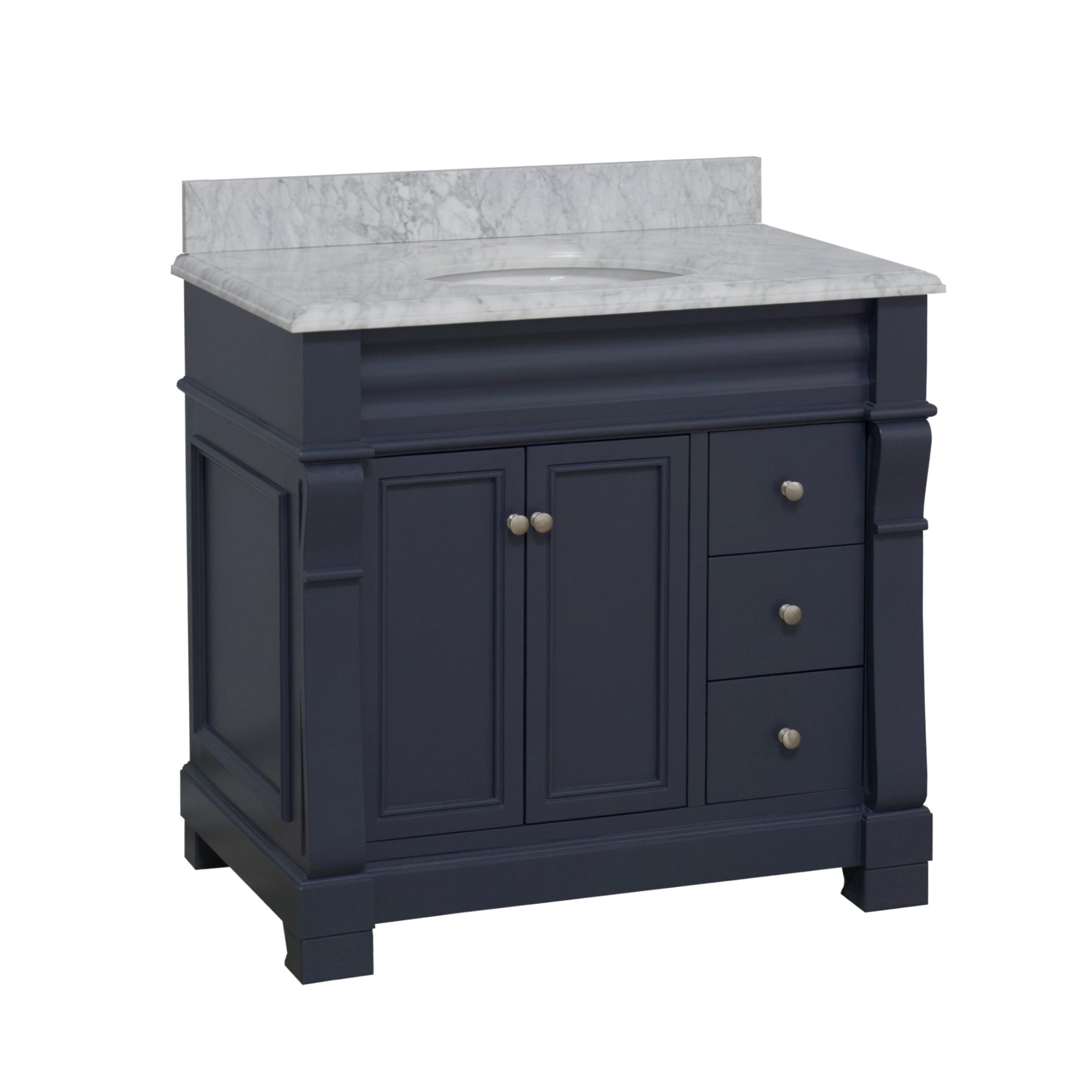 Westminster 36" Bathroom Vanity with Marine Gray Cabinet and Carrara Marble Top