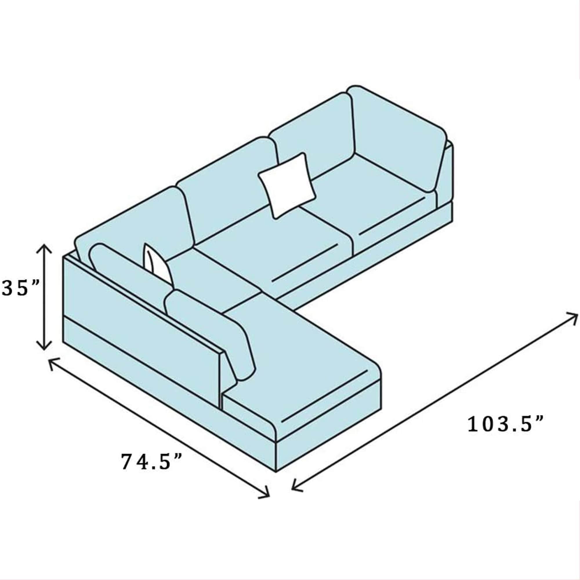 Weston 104"Wide 3-Pieces Sectional Sofa Set,Black Grey(125) Left Facing