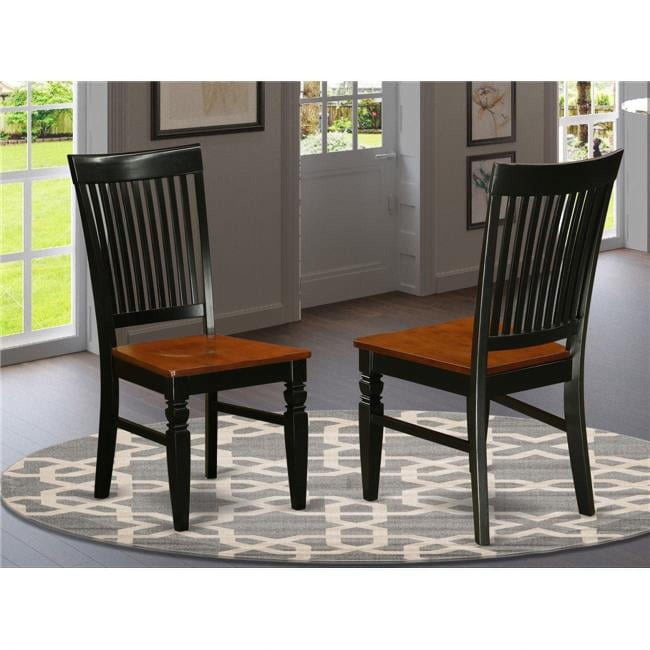 East West Furniture, Weston Dining Wood Seat Chair with Slatted Back in Black Finish, Set of 2