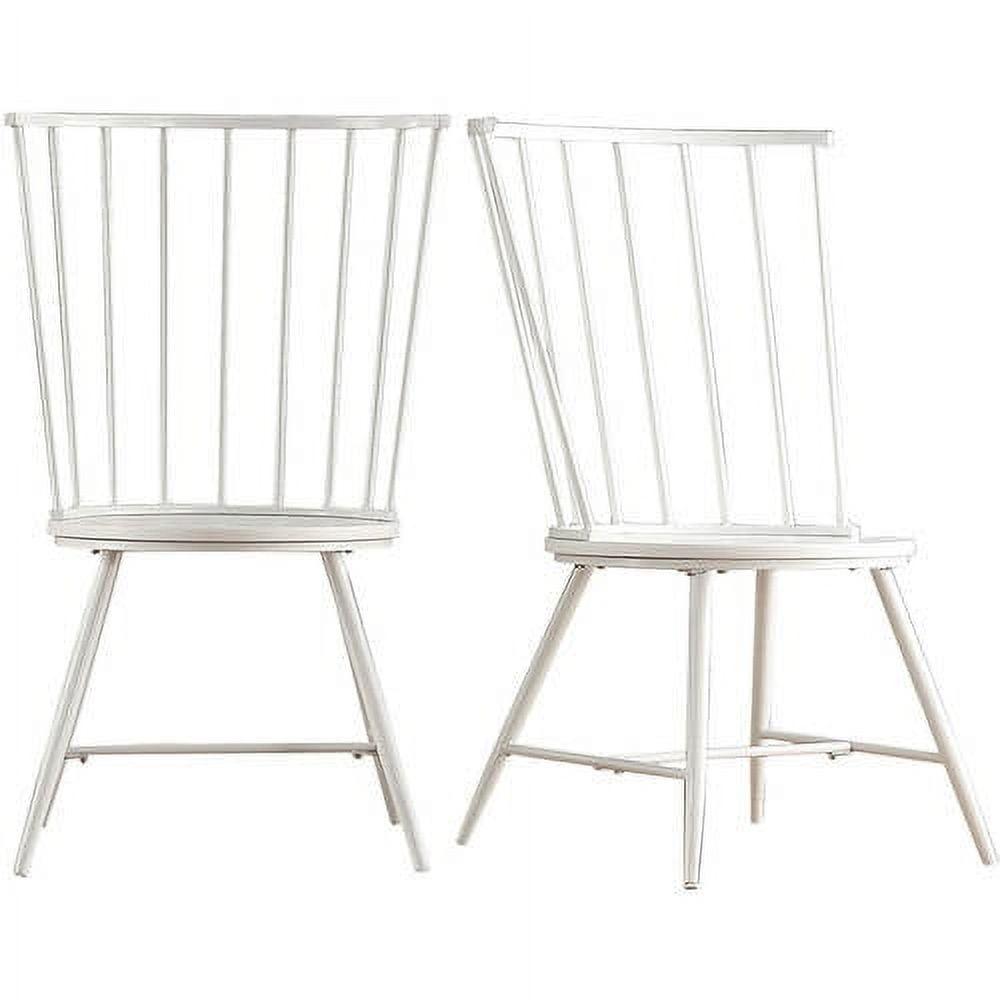 Weston Home Chelsea High Back Metal and Wood Dining Chair, Set of 2, White