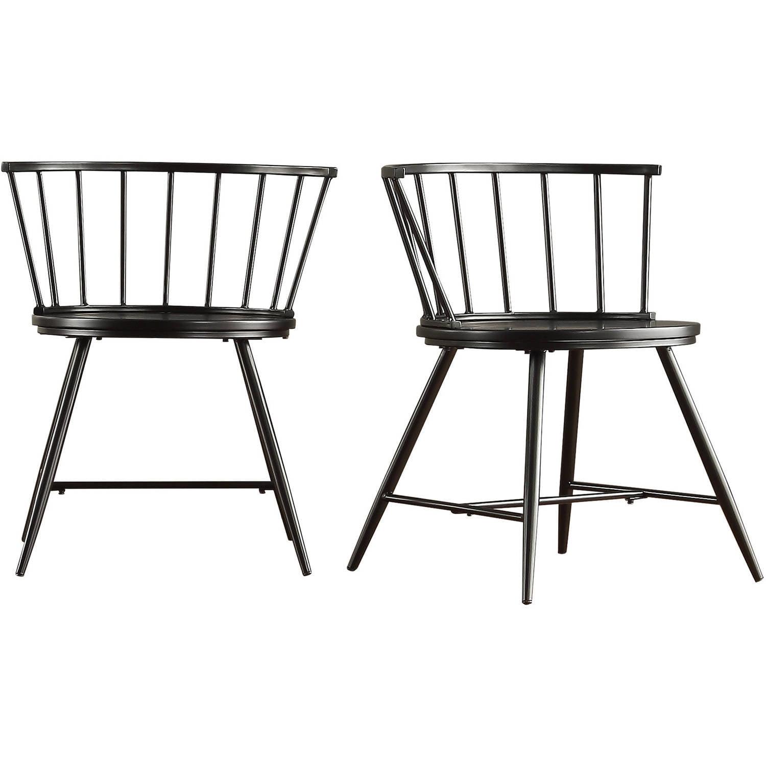Weston Home Chelsea Low Back Metal and Wood Dining Chair, Set of 2, Black