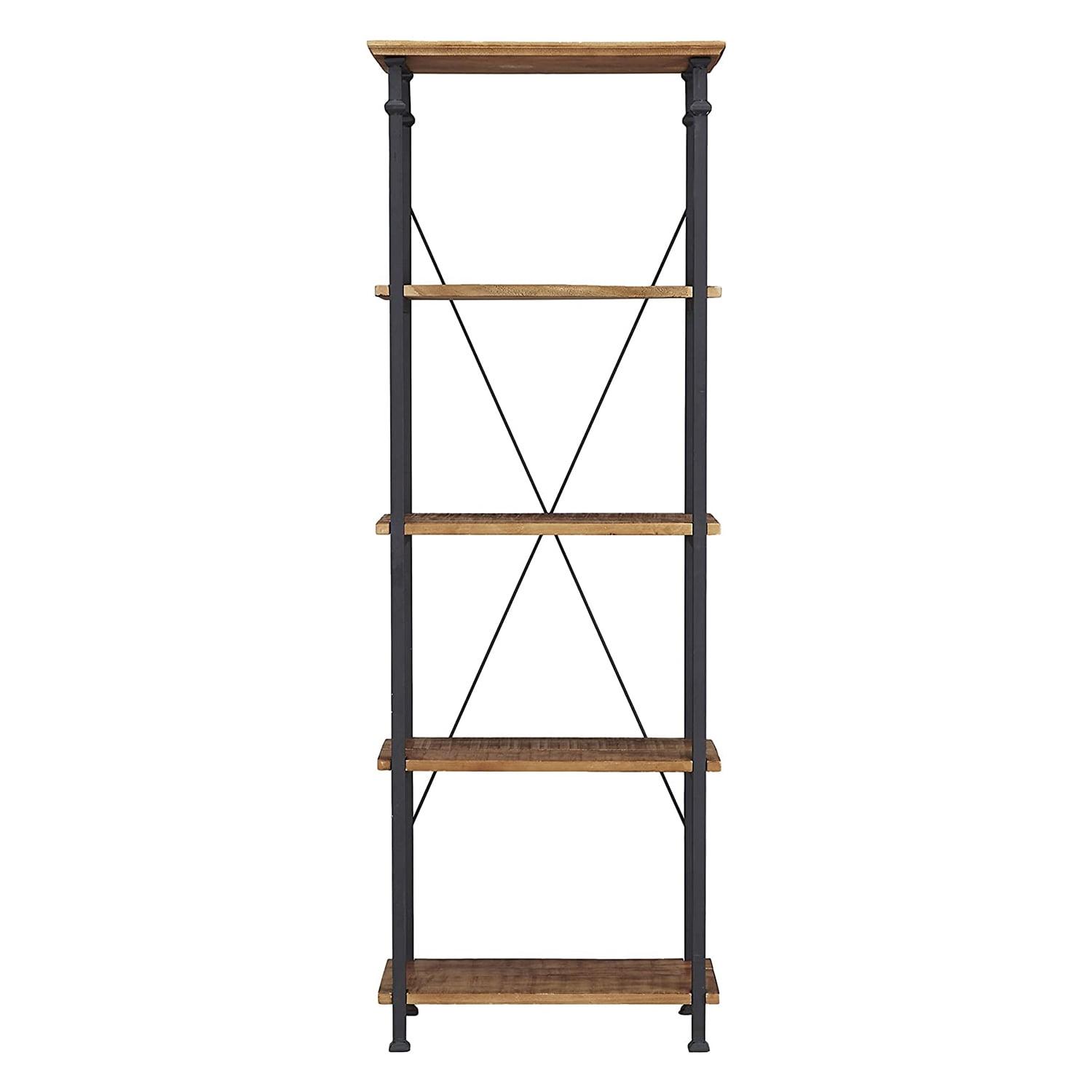 Clayton Industrial Black and Rustic Brown Narrow Bookcase