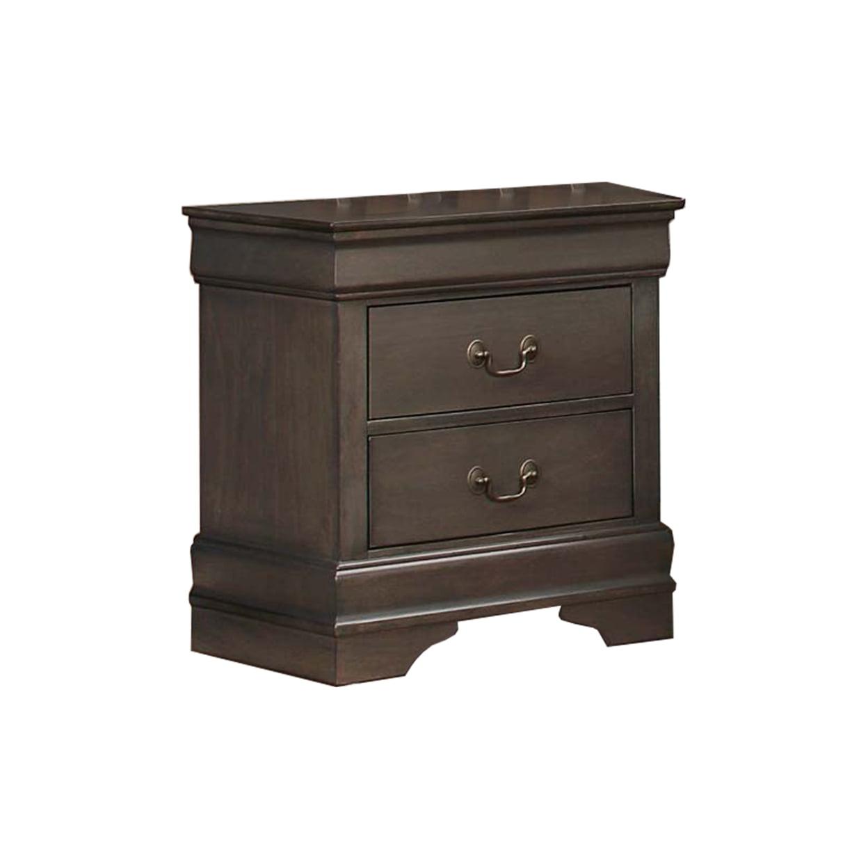 Elegant Mayville 2-Drawer Nightstand in Stained Gray, Traditional Design