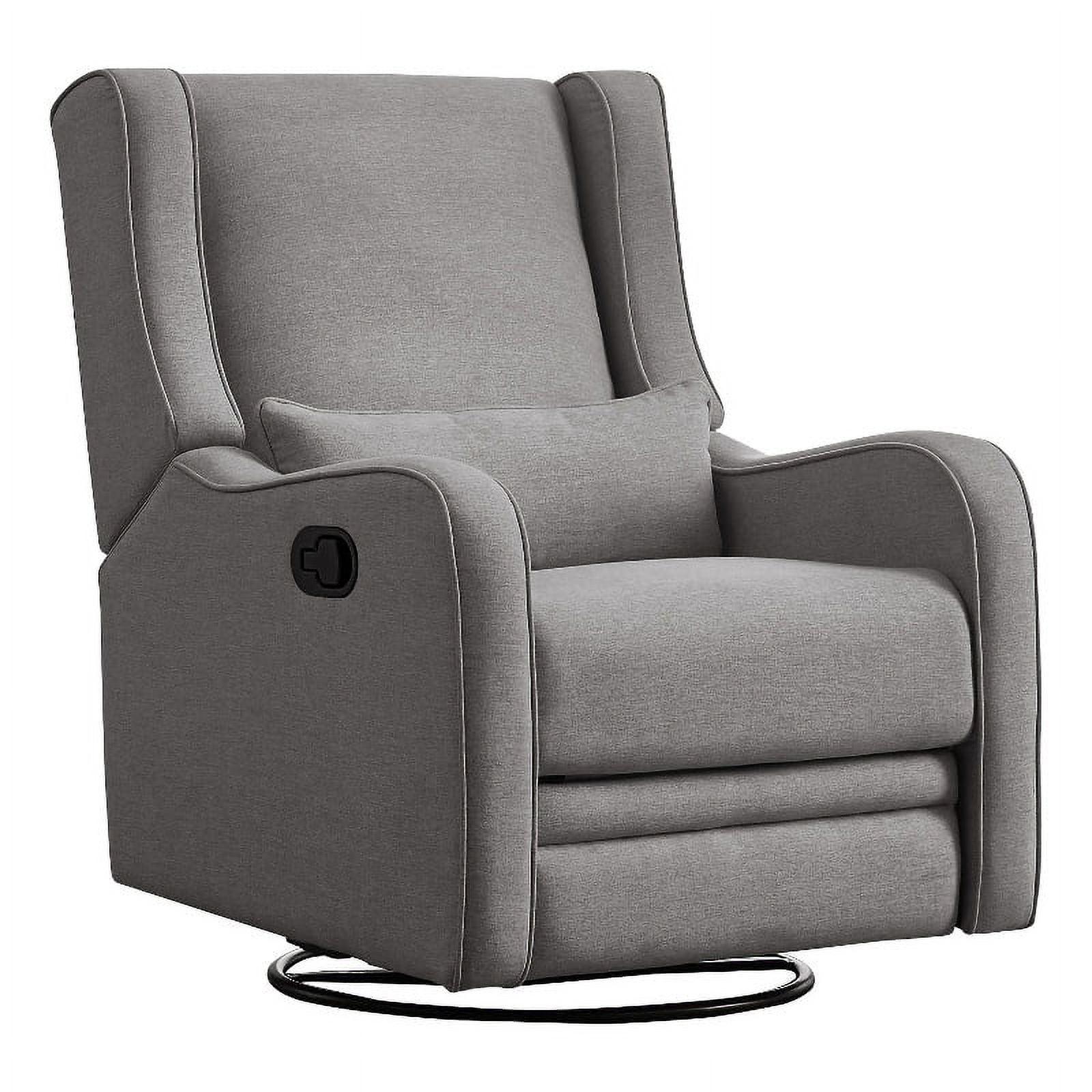 Harbor Gray Wood Swivel Recliner with Plush Seating