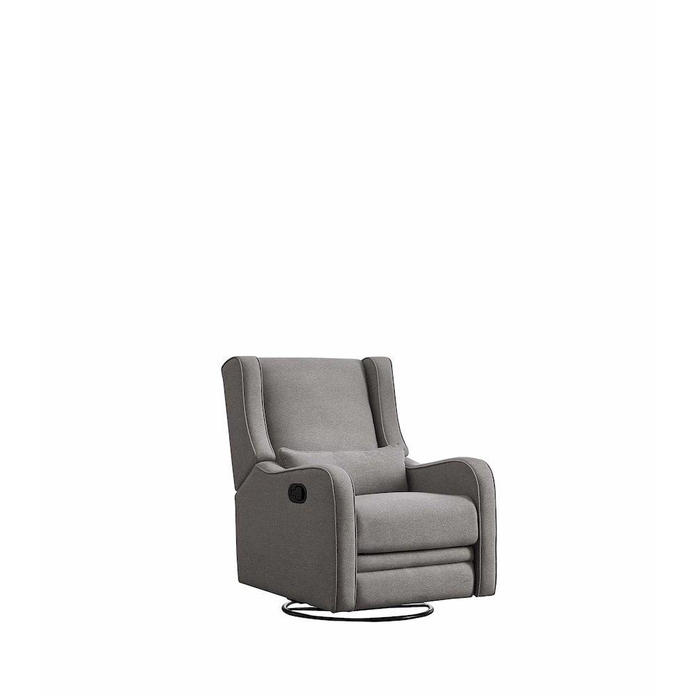 Harbor Gray Wood Swivel Recliner with Plush Seating