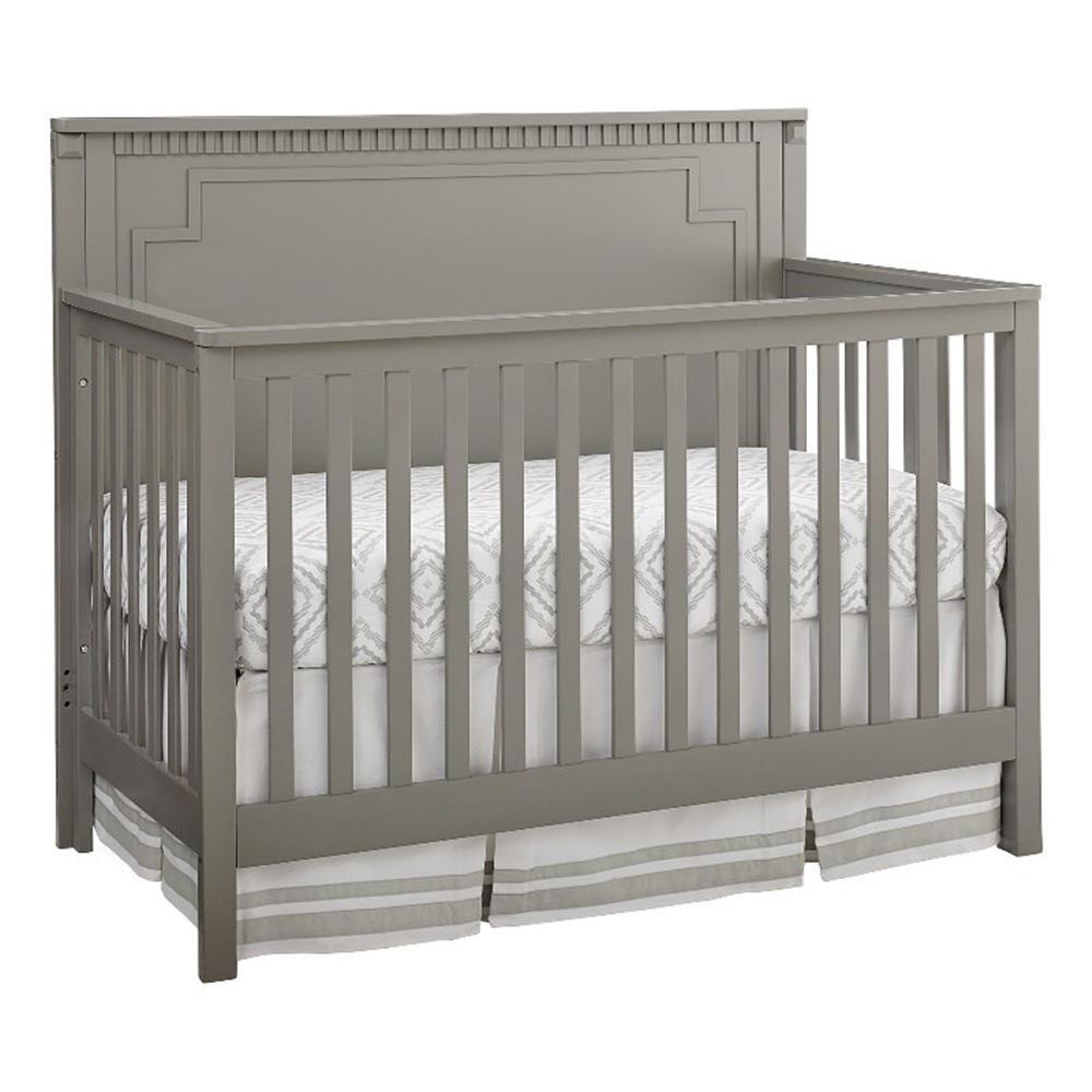 Emery Gray Wood Convertible Crib with Panel Design