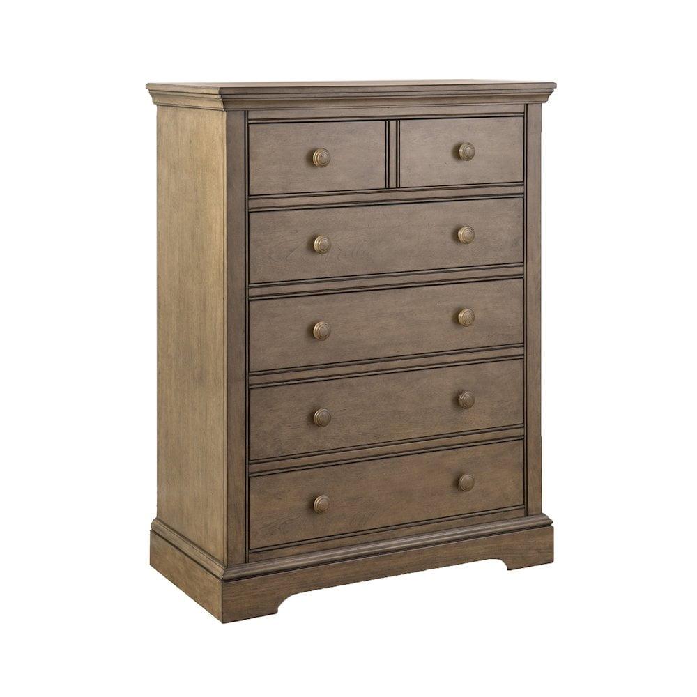 Cashew Solid Hardwood 5-Drawer Vertical Chest with Ball Bearing Glides