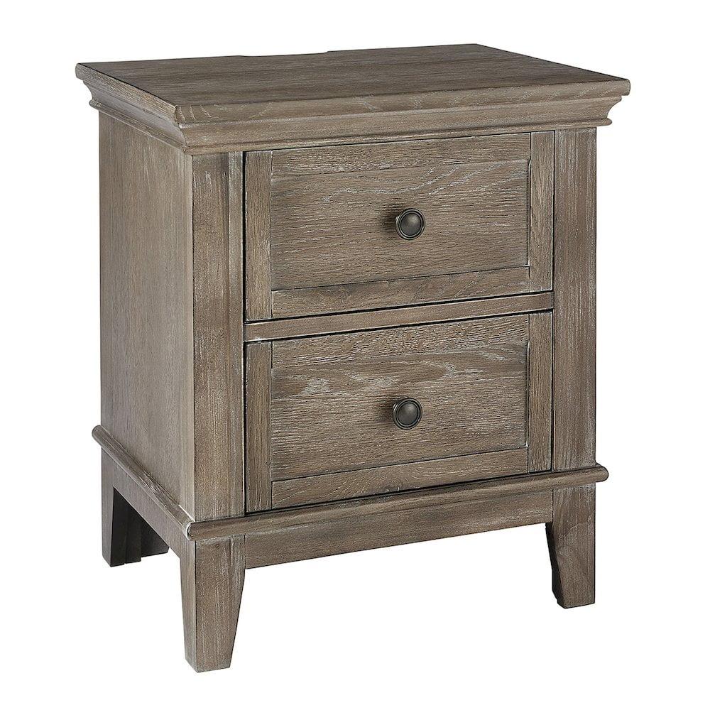 Sandwash Gray 2-Drawer Solid Wood Nightstand