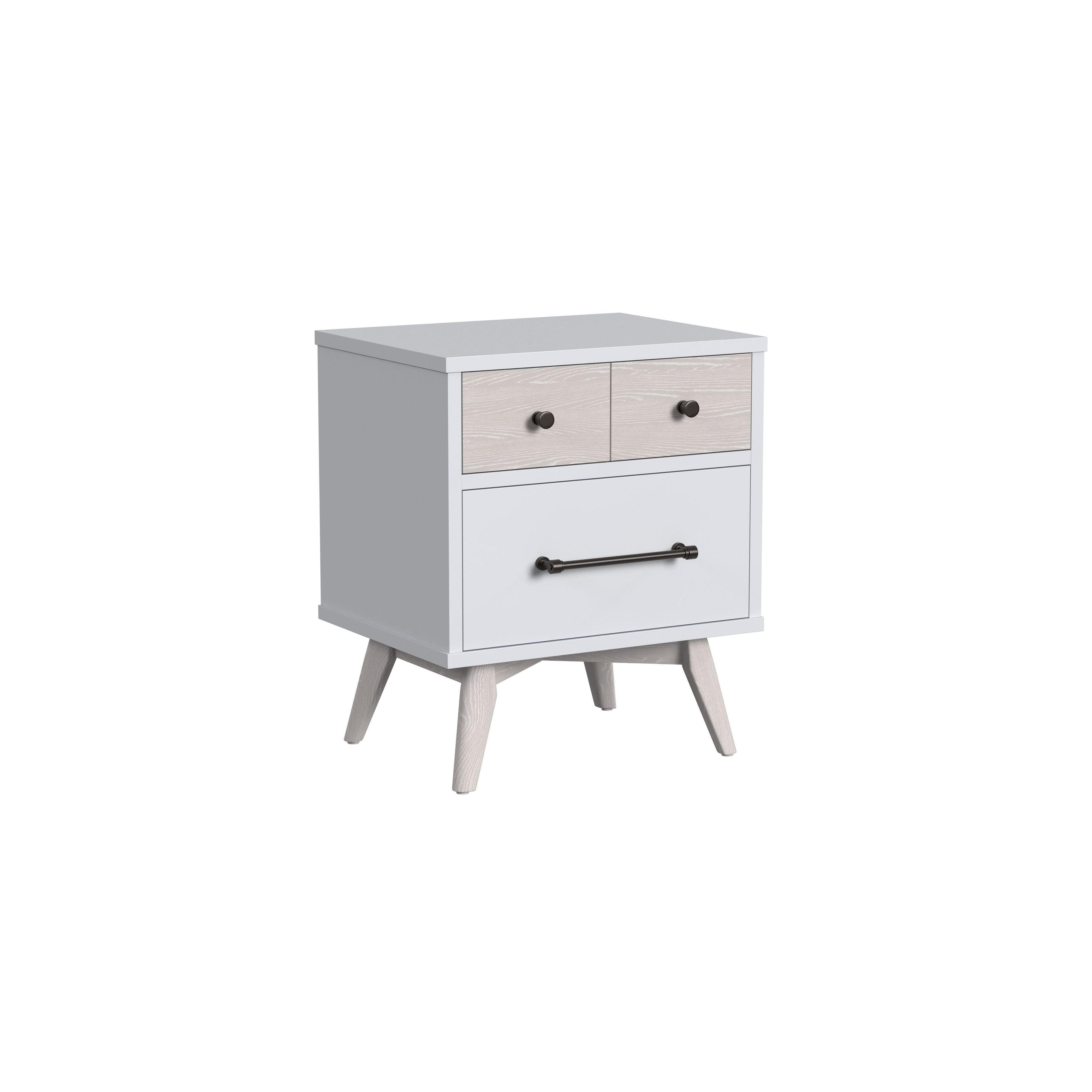 Ash Linen White 2-Drawer Modern Wood Nightstand