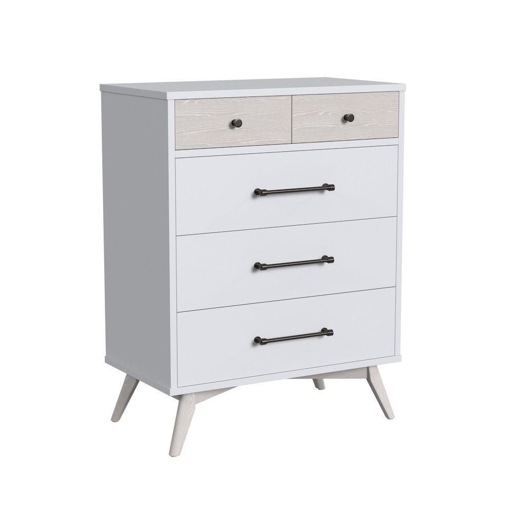 Ash Linen White Modern 4-Drawer Wood Chest