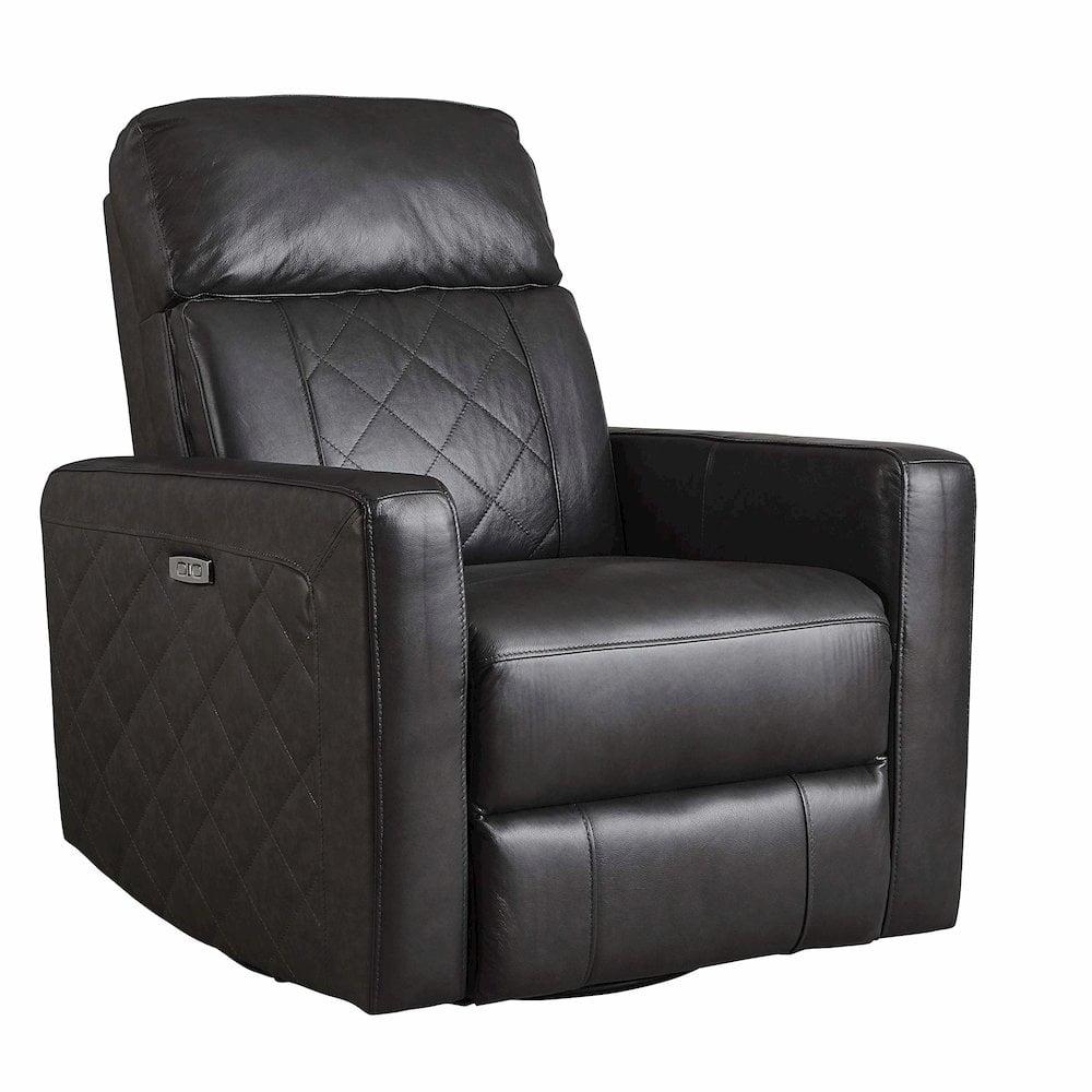 Soho Oxford Gray Leather Swivel Recliner with USB Charger