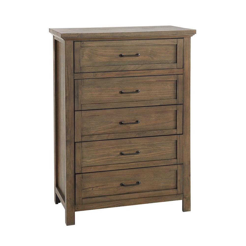 Harvest Brown Farmhouse 5-Drawer Chest with Dovetail Drawer